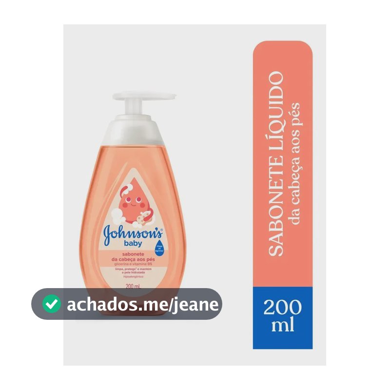 Sabonete Líquido Glicerina Da Cabeça Aos Pés Johnson's Baby, 200ml