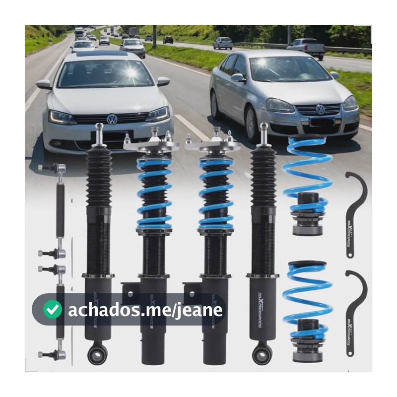 Suspensão Coilover Volkswagen Jetta Mk5 Mk6 2005 06 07 08 09 10 11 12 13 14 15 16 17 2018 T6 55mm Preta E Azul