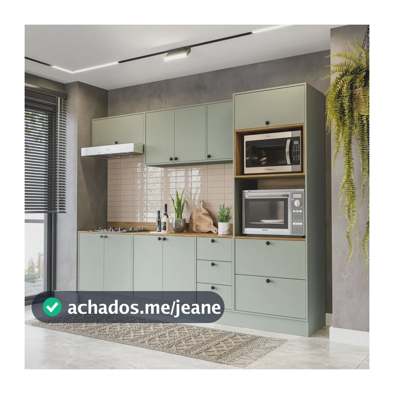 Cozinha Completa Com Rodapé Rubi Yescasa Verde Oliva Ij Verde Oliva