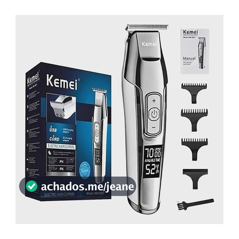 Maquina De Acabamento Profissional Prata Km 5027 Kemei Bivo Prateado 127/220v