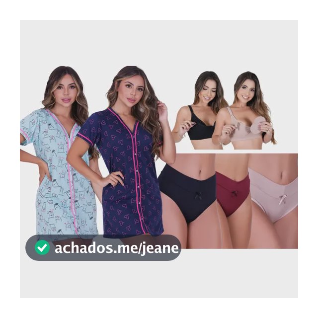 Kit Com 2 Camisola De Amamentação Gestante + 3 Calcinhas Para Pós Parto + 2 Sutiãs Amamentação Com Protetor De Seio.