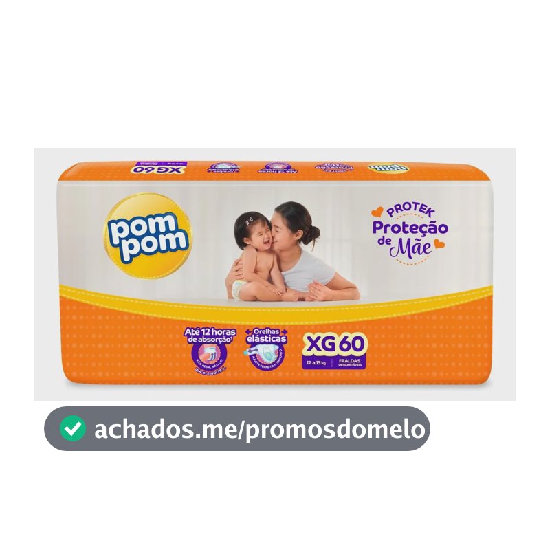 Fralda Pom Pom Protek XG Proteção de Mãe com 60 Unidades