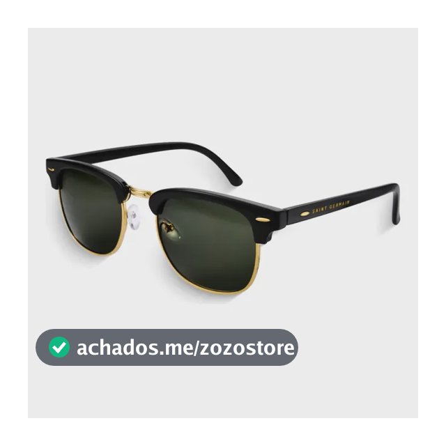 Óculos de Sol Quadrado Clubmaster Soho Green Black, da Saint Germain, em Metal Preto