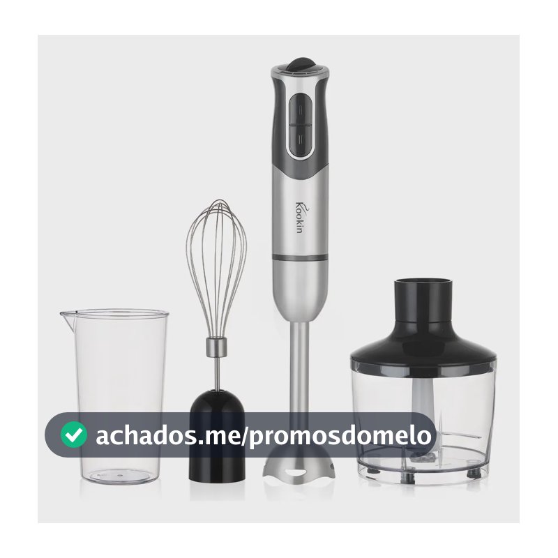 Mixer De Mão Portátil 8 Velocidades 3 Em 1 Inox 800w Kookin Knhb1008 Multifuncional Com Função Turbo E Lâminas Aprimoradas 2 Afiadas + 2 Reforçadas Em Aço Inox 304