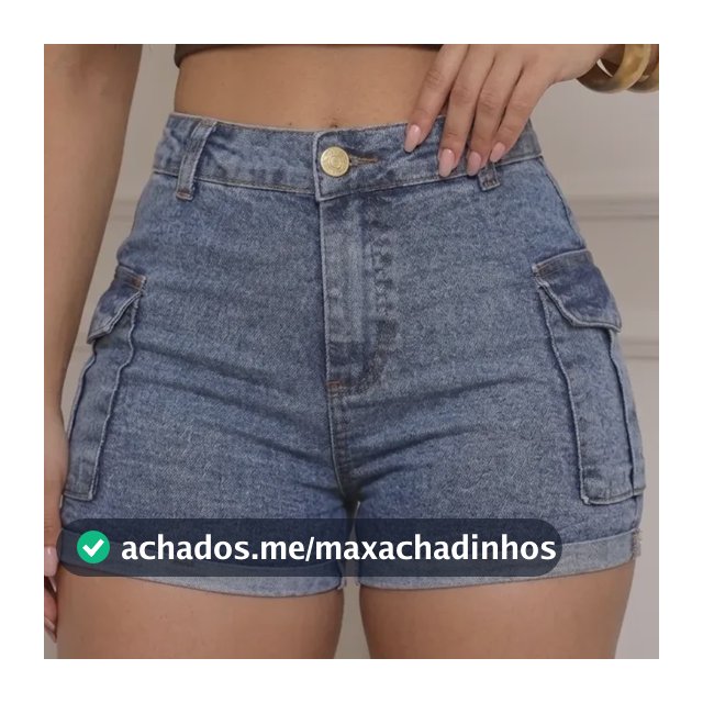 Short Jeans Feminino Cintura Alta Cargo Com Lycra Hot Pants