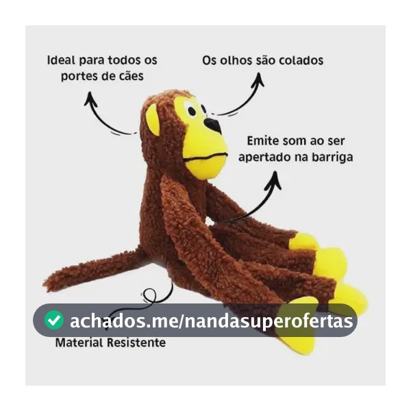 Brinquedo de Pelúcia Macaco Grande Savana Pet Para Cães Com Som e Apito