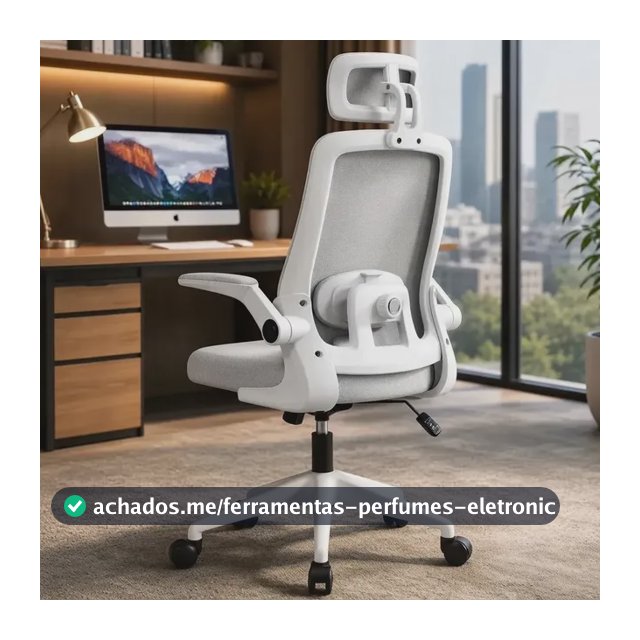Cadeira De Escritório Ergonômica Giratória Tela Mesh Premium Cinza Espuma De Alta Densidade