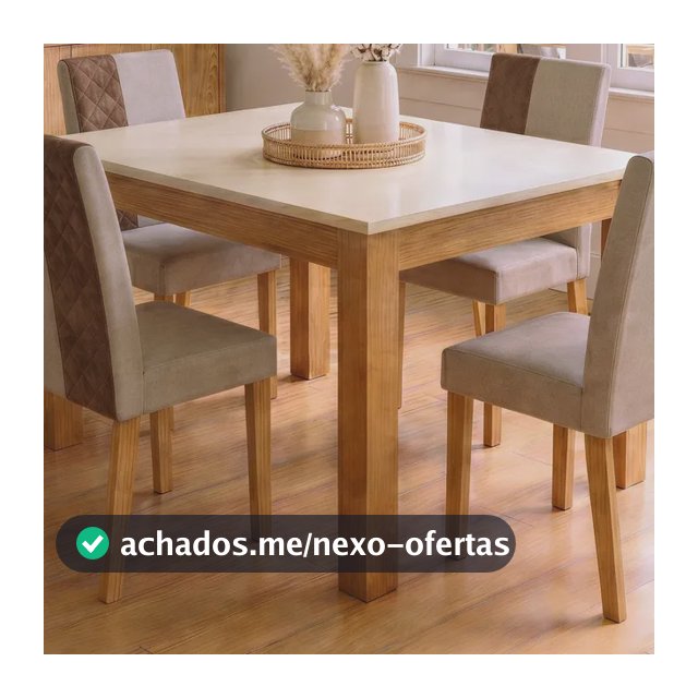 Mesa De Jantar Mdf 4 Lugares Retangular Moderna - Blue Moby Off Write Freijó