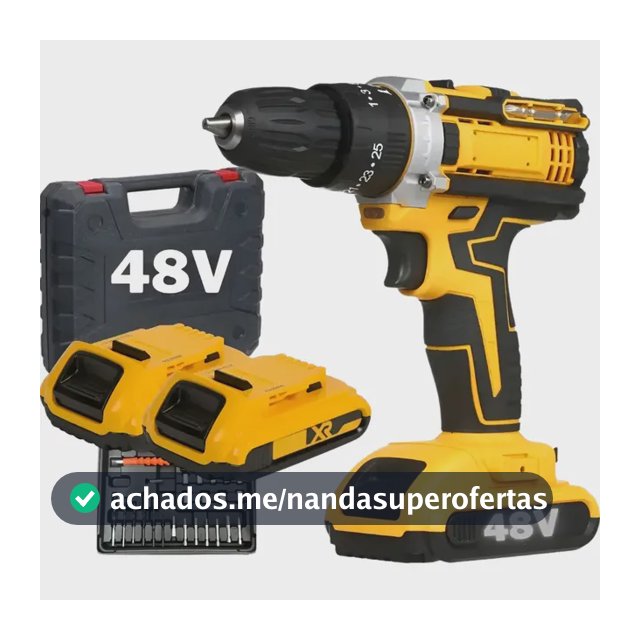 Parafusadeira Furadeira 48v Profissional +2 Baterias +maleta Amarelo 127/220v