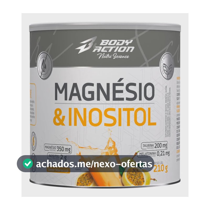 Mineral/Vitamina Bodyaction Nutri Science Magnésio E Inositol Taurina Melatonina 210g em pó sabor Maracujá x 210g