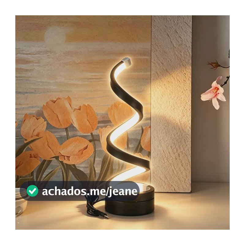 Luminária De Mesa Led Espiral 3 Em 1, Ideal Para Quartos Preto 110v-/220v