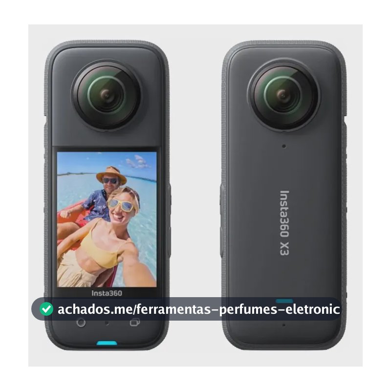 Insta360 X3 5.7K 360° 72MP Câmera de Ação com Vídeo HDR ativo Câmera de Lente Única, à Prova D'água, Estabilização FlowState, Tela Sensível ao Toque de 2,29", Edição com IA, Para Motocicletas, Esporte
