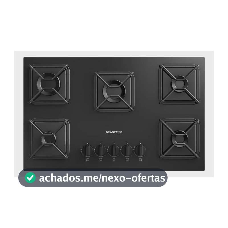 Cooktop 5 Bocas a Gás Brastemp com Grades de Ferro Aramado e Chama Simmer - BDD75BE