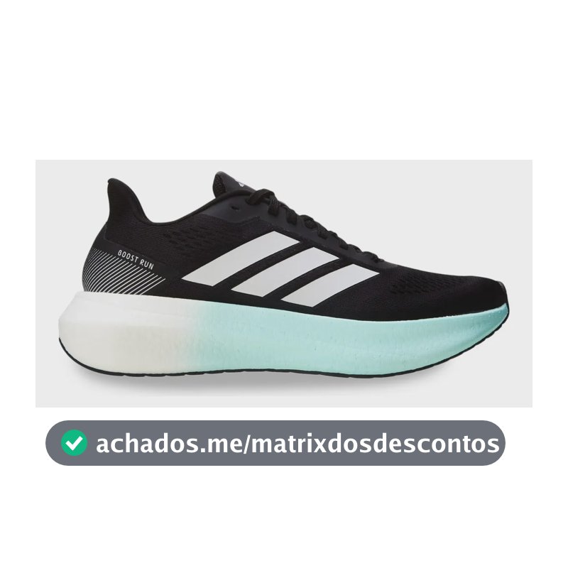 Tênis Esportivo Feminino Boost Run adidas Preto / Verde Água Liso 38 Br