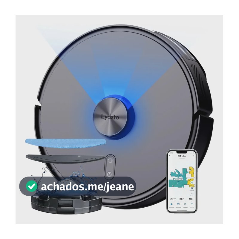 Robô Aspirador De Pó 4 Em 1 Varre Aspira E Passa Pano Com Lds Mapeamento Lydsto R1d Compatível Com Xiaomi Home Preto