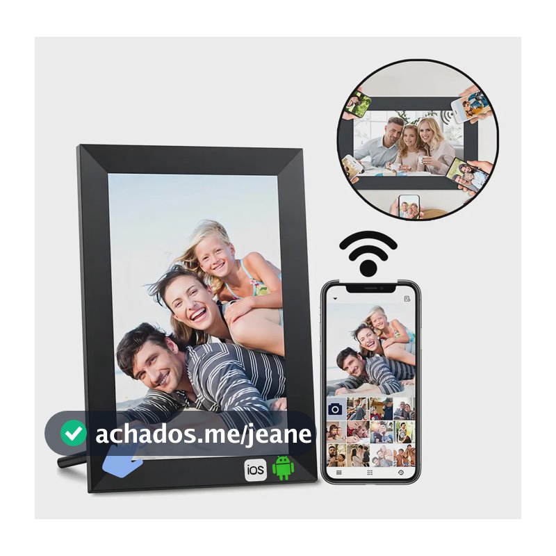 Porta Retratos Fotos Videos Digital Inteligente Wifi Tela Lcd Touch Screen 10,1 Polegadas Ios Android 16gb Memoria Sd Cheerylux Cyl-p1 Preto