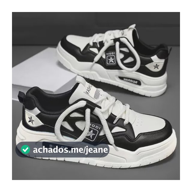 / Tênis Brancos, Sola Grossa, Sapatos Esportivos, Tênis De Ska A Preto 41