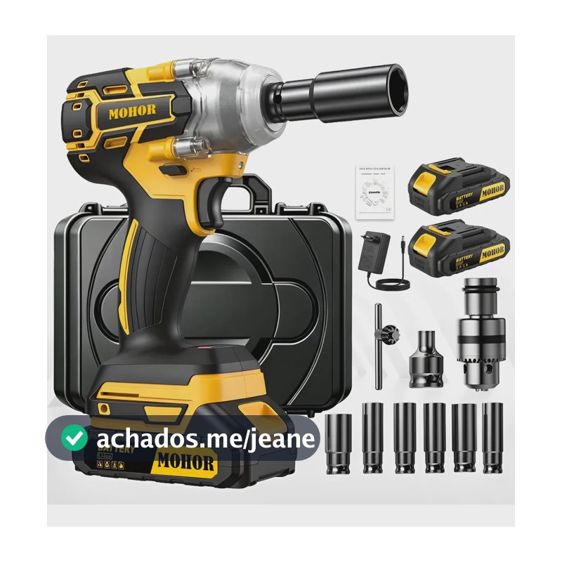 Chave De Impacto Brushless 48v Com 2 Baterias 800nm Mohor Amarelo 127/220v 50 Hz/60 Hz