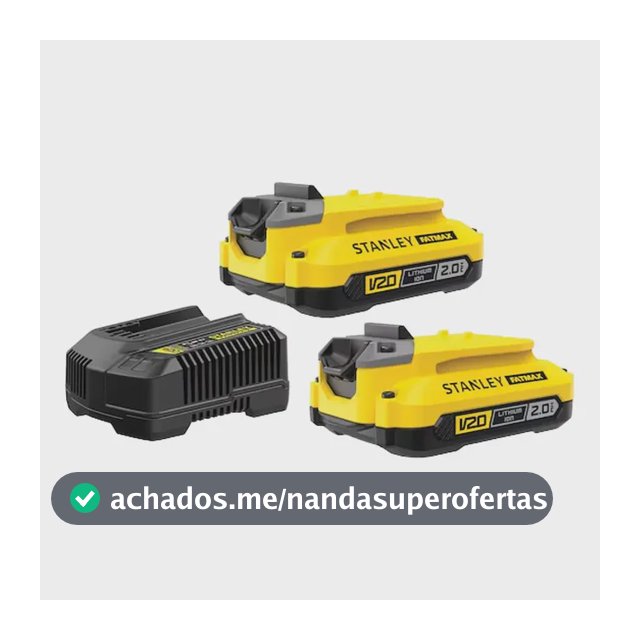 Kit com 2 Baterias Stanley 20V 2Ah Íon de Lítio SCB222CK-BR