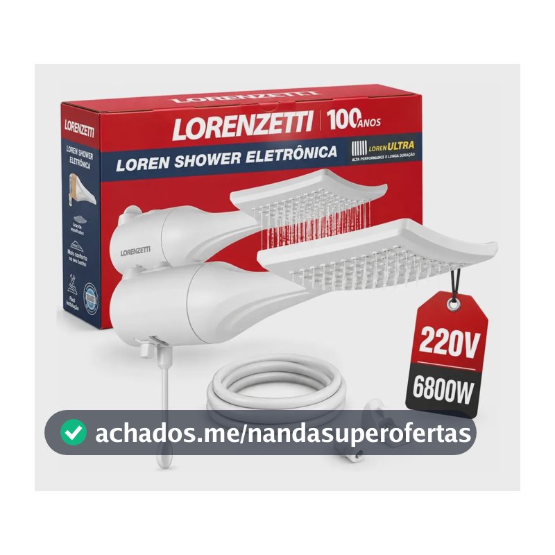 Chuveiro Ducha Lorenzetti Loren Shower Eletrônico Branco 6800w 220V