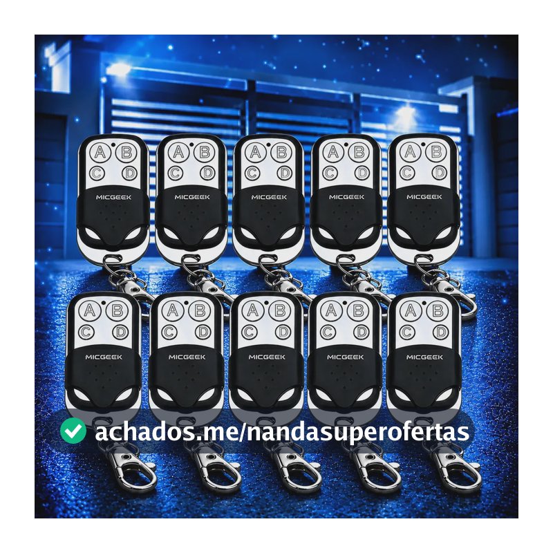 Kit 10 Controle Remoto 4 Botões Para Portão Eletrônico Automatico 433mhz Micgeek