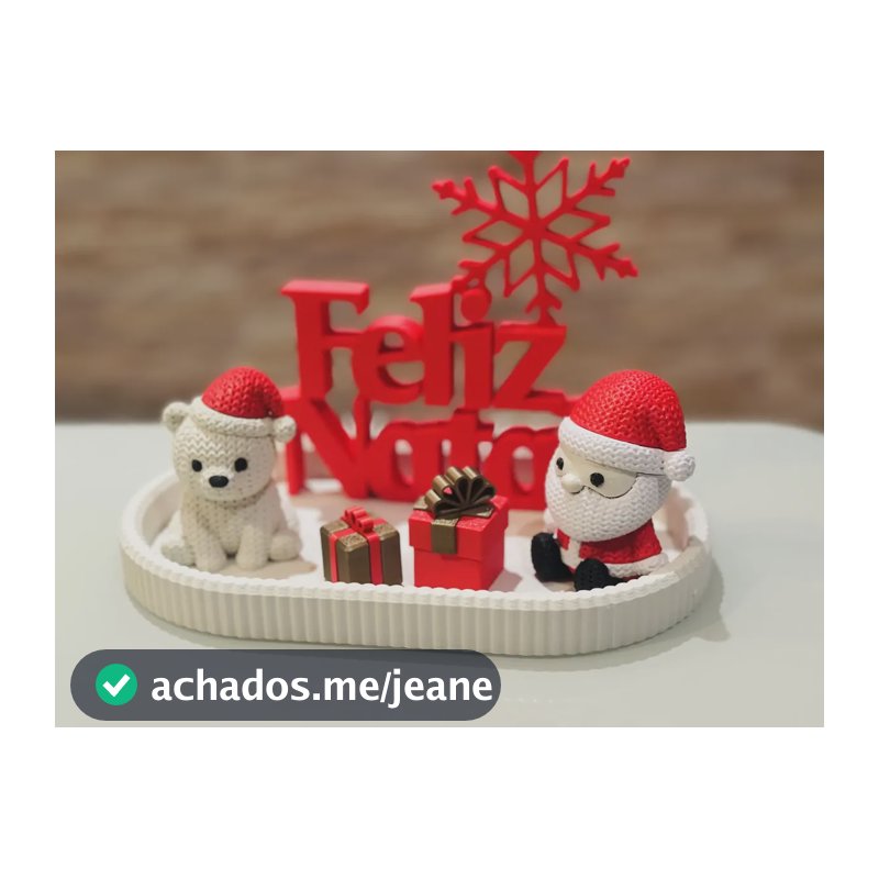 Kit Decoração Natalina Papai Noel Urso Presentes Vermelho