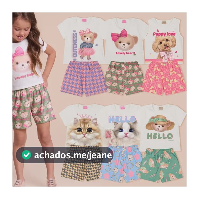 Kit 6 Peças Roupa Infantil Menina Verão 3 Blusas+3 Short