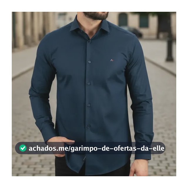 Camisa Social Aramis Algodão Masculina Azul Marinho