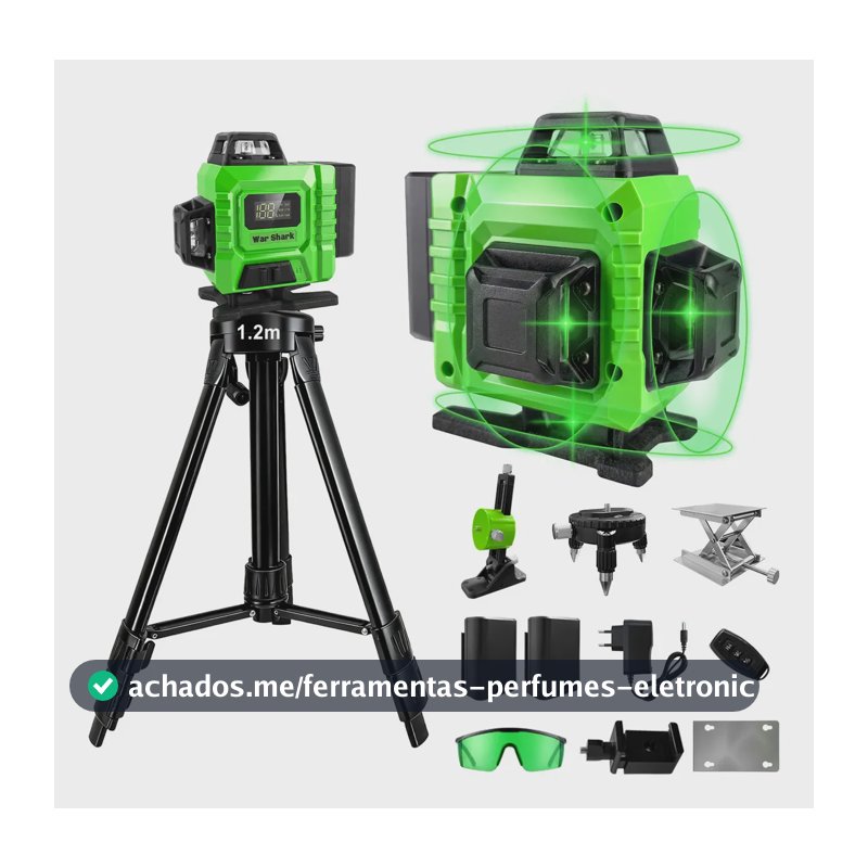 Nível Laser Verde 16 Linhas War Shark 2 Bateria+1.2m Tripé