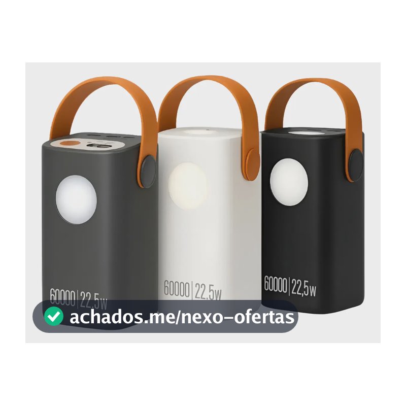 Power Bank 60000mAh Ol1gold Carregador Portátil 5 Portas USB-C Rápido Preto