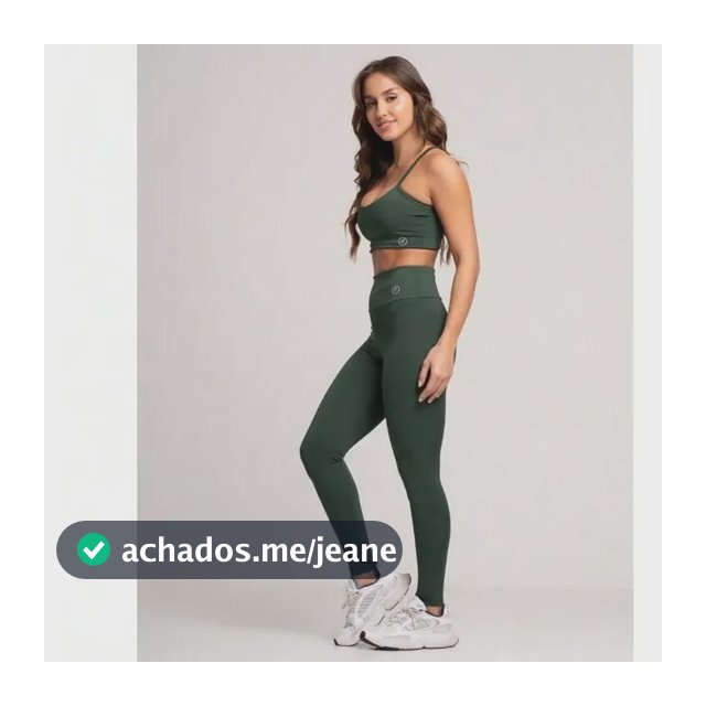 Conjunto Fitness Calça Legging E Top Element Suplex Academia Verde Militar M