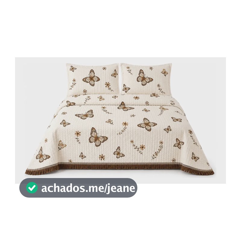 Cobre Leito King Piquet Estampado Borboletas Hotel Ss Têxtil Bege