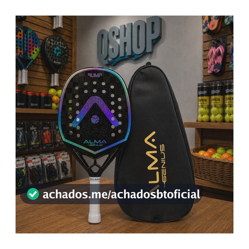 Raquete Beach Tennis Pump 18k Preta E Prata Alma Genius Preto/prata