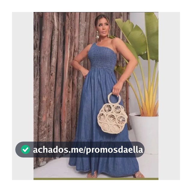 Vestido Jeans Feminino Longo Rodado Manga Única Com Lastex