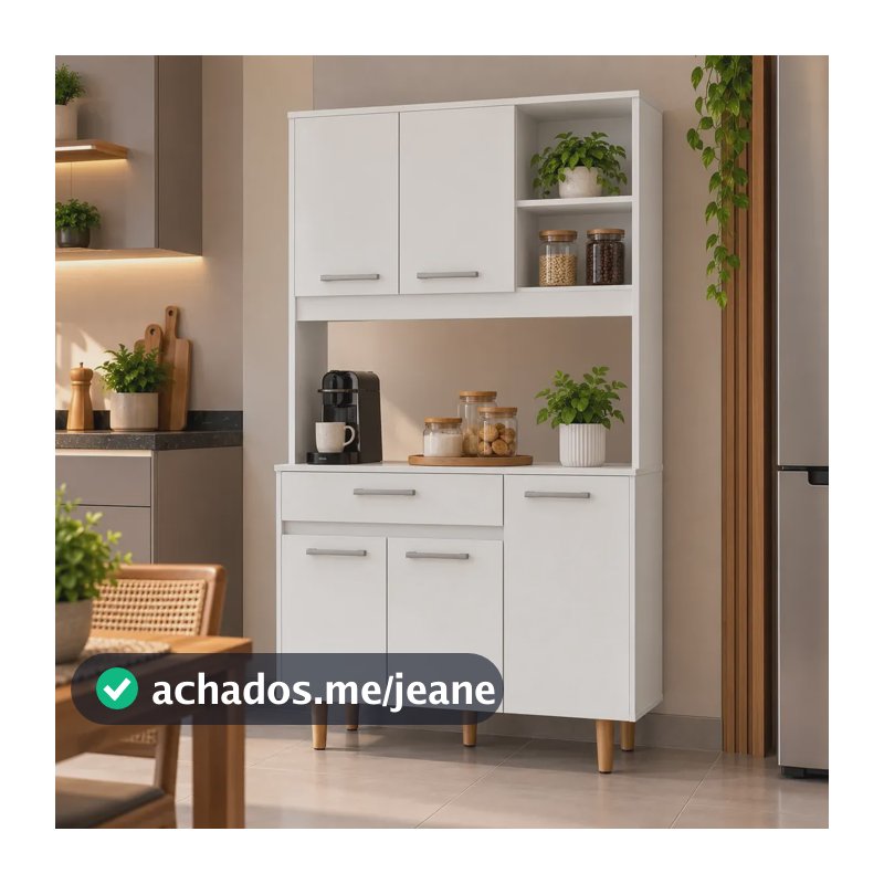 Armário De Cozinha Balcão Organizador Compacto Com Nicho Branco
