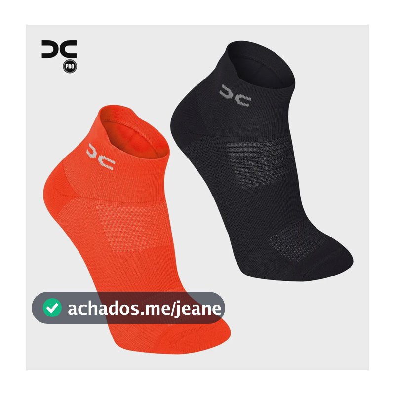 Kit 2 Meias Esportivas Fitness Corrida Academia Em Poliamida Preto/laranja Liso 38ao43