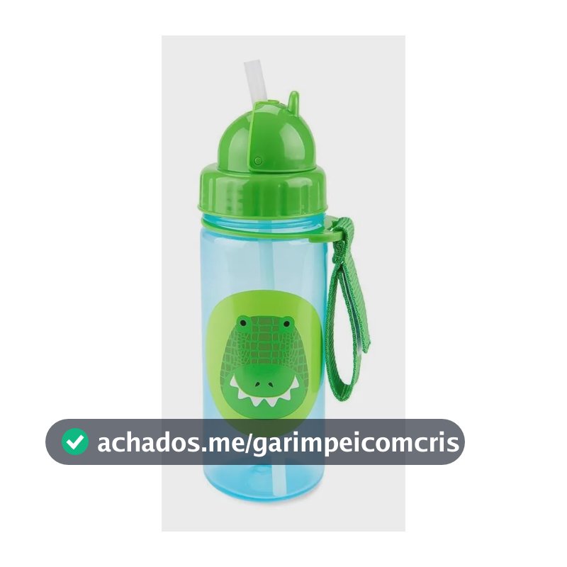 Skiphop Garrafinha 350ml Com Canudo De Silicone Personagens Cor Verde Crocodilo