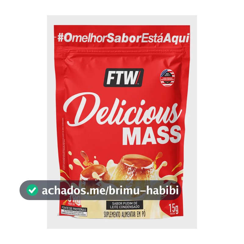 Delicious Mass Hipercalórico Refil 3kg Sabor Pudim de Leite Condensado - FTW