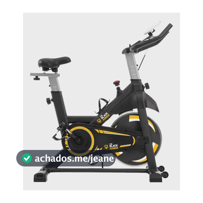 Bicicleta Ergométrica Spinning Mecânica Com Roda De Inércia De 8kg Fitness Preto Amarelo Fbe800 The Black Fitness