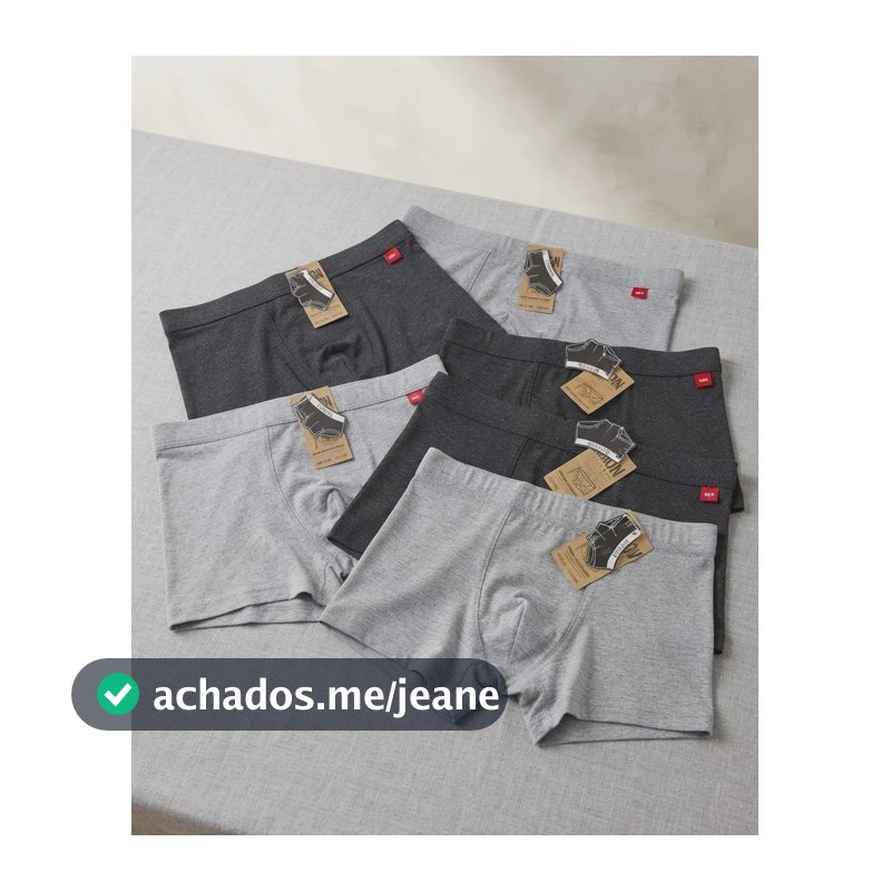 Cueca Boxer Masculina Poliamida Respirável Gg Lote Com 6 Cinza Liso Gg