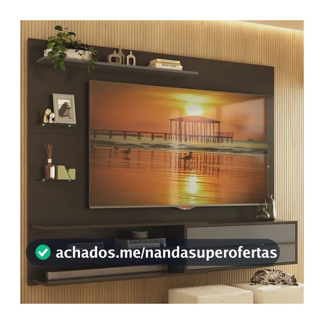 Painel para TV até 65 Polegadas 1 Porta e Prateleiras Multimóveis MP1064 - Preto/Grafite