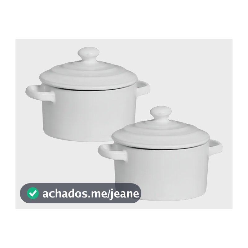 Kit 2 Mini Caçarola Panelinha Molheira Pote Cerâmica Branca Cor Branco