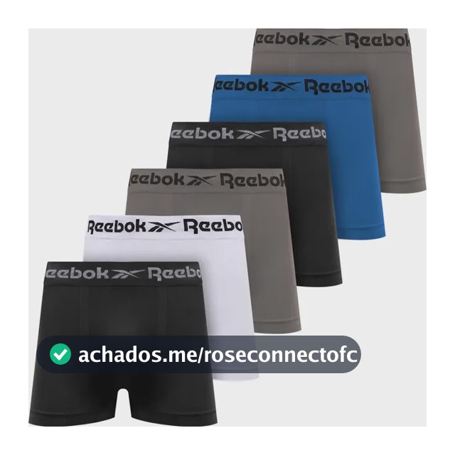 Kit 6 Cuecas Boxer Reebok Microfibra Sem Costura Original