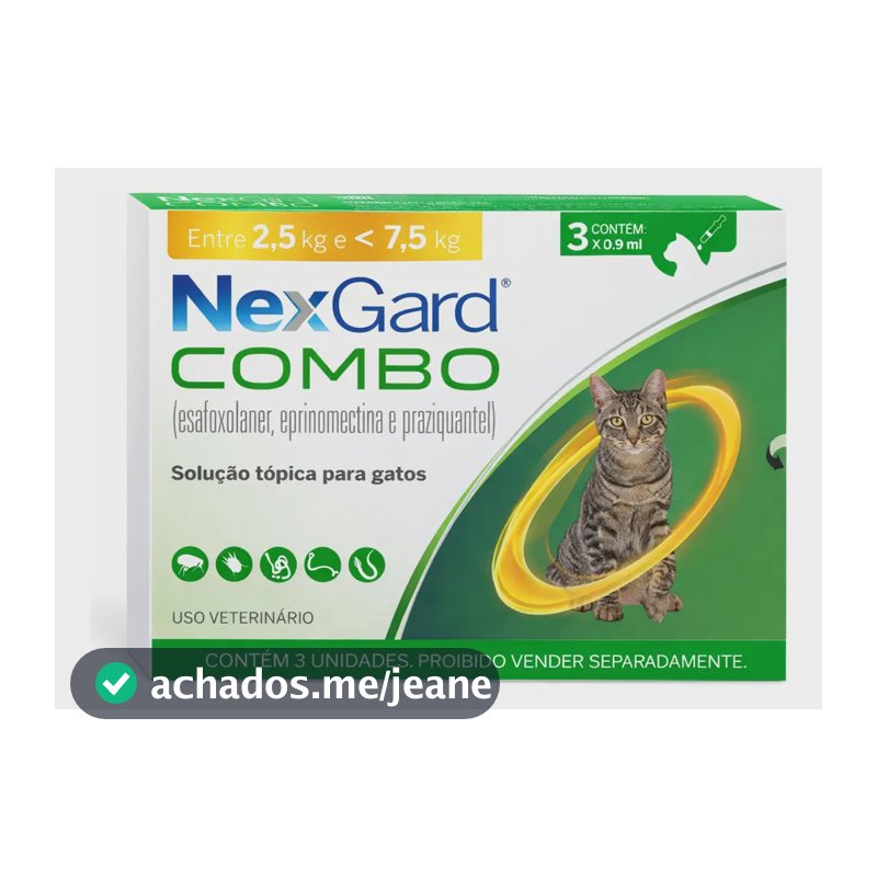Antipulgas Gatos Nexgard Combo C/3 Pulgas Sarnas Vermes Verde