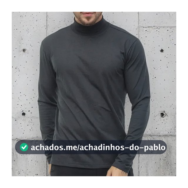 Camiseta Gola Alta Masculina Manga Longa Malha Eco Premium