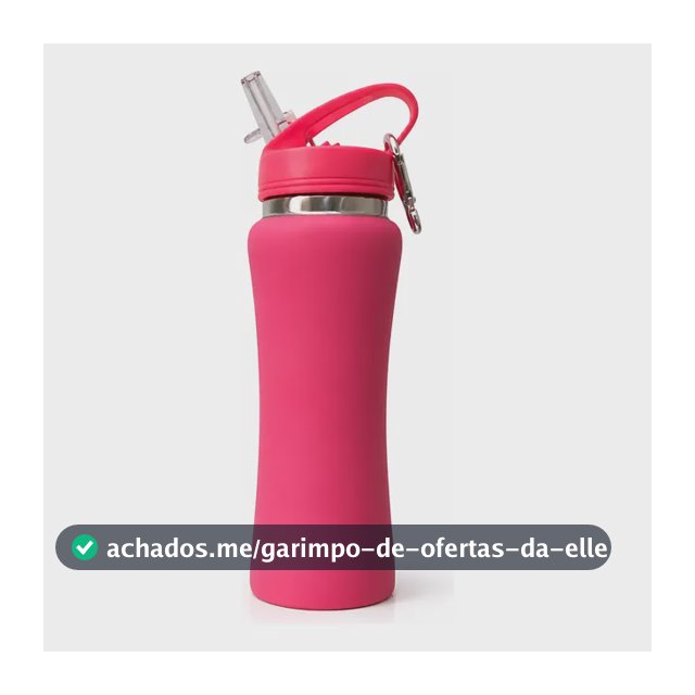 Garrafa Térmica Emborrachada 600 Ml Canudo Premium