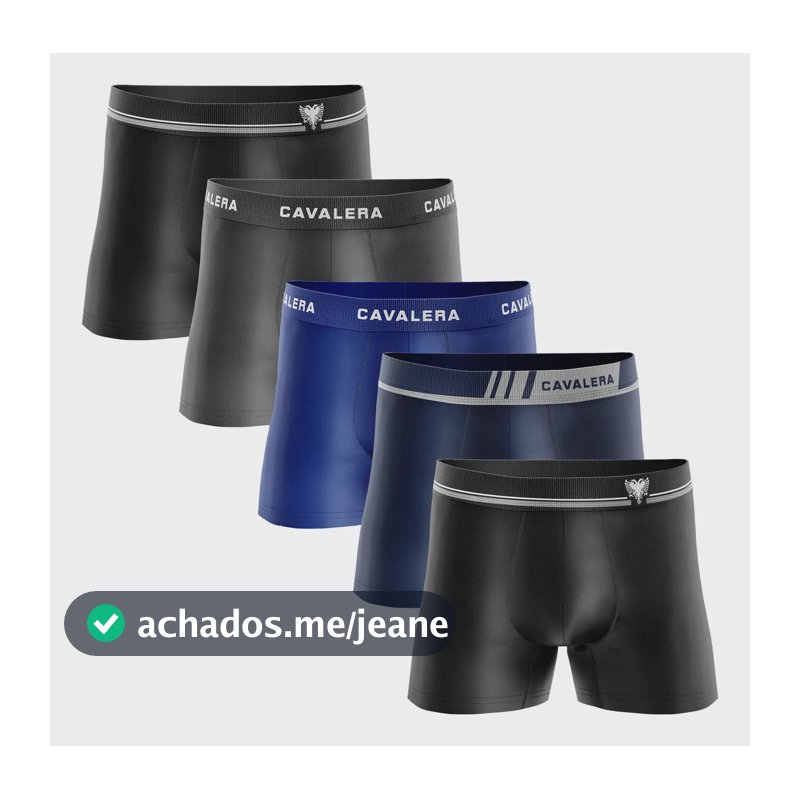 Kit 5 Cuecas Boxer Masculina Cavalera Sem Costura Poliamida Sortidos Liso M