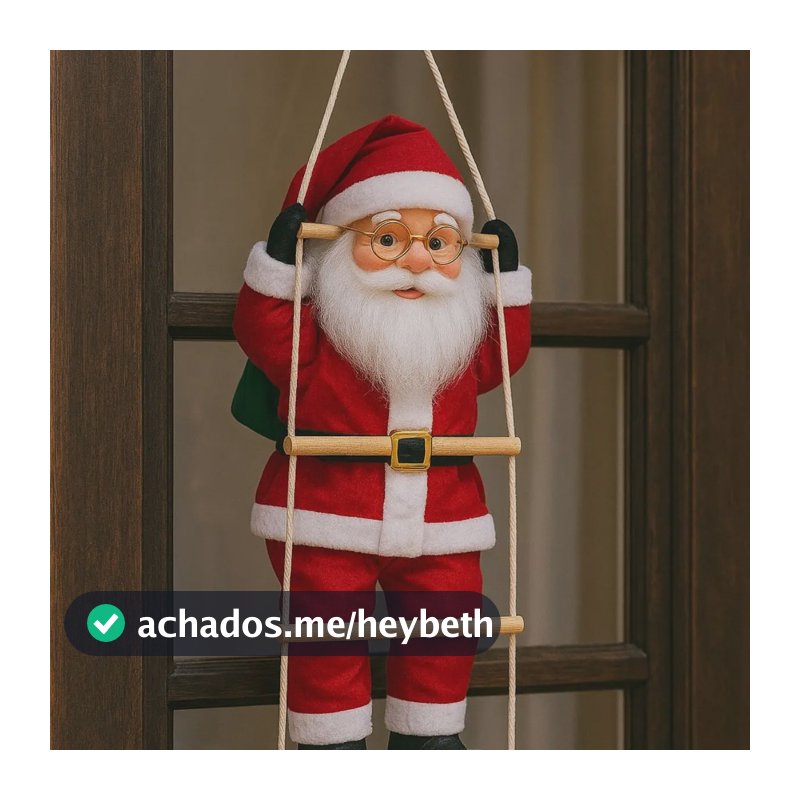 Papai Noel Escalando Escada Enfeite De Natal Porta E Janela Vermelho