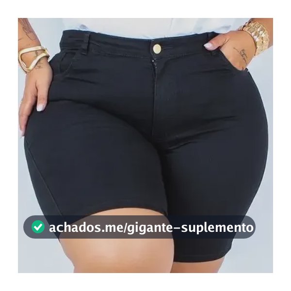 Bermuda Jeans Ciclista Plus Size Cintura Alta Com Bolsos