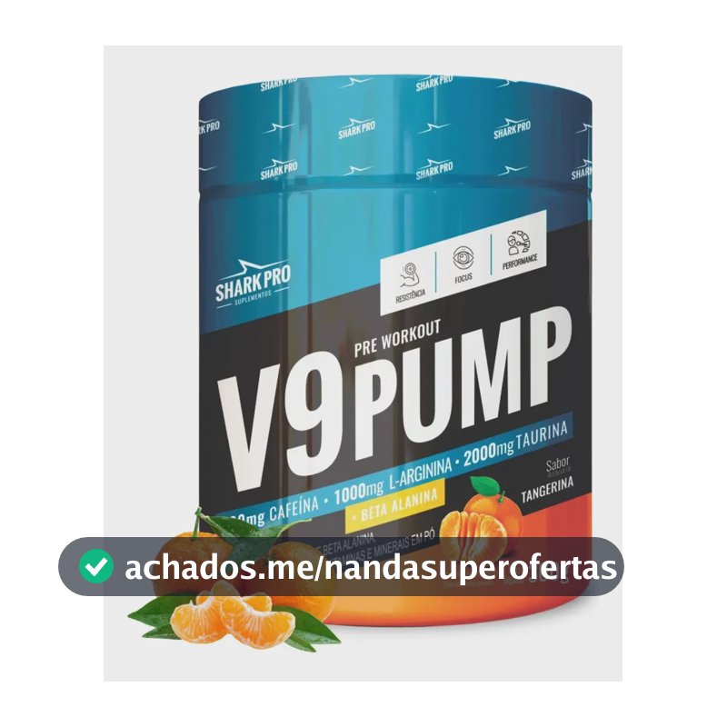Pré Treino Shark Pro Tangerina 300g V9 Pump Energia e Força